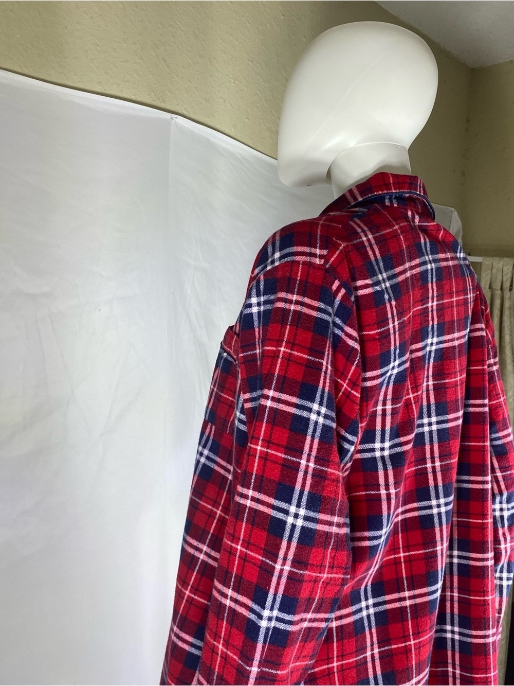 Erxeelo Red Navy Plaid Flannel Nightshirt - Picture 4 of 5